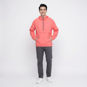Adjustable Hood Windbreaker Jacket for Men Reflective Fabric Packable Windbreaker with <b>Stand</b> Collar and Zipper Closure - Product Image 1