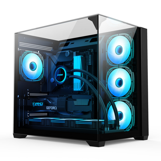 Factory OEM White Panoramic ATX Gaming Computer Case Tempered Glass Mid Tower Chassis Support 360mm Radiator 7 Fans in Stock