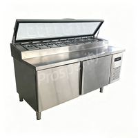 Table de préparation de salades commerciale, 2 portes, réfrigérée, en acier inoxydable, avec bacs GN pour sandwicherie, restaurant