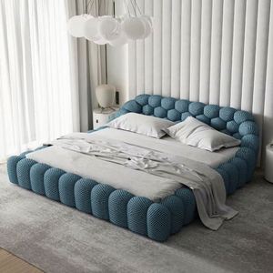 Lit double moderne et durable, design simple de style princesse, lit king size en cuir, meubles pour chambre à coucher et salon d'hôtel - Product Image 1