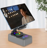 Support de téléphone et enceinte sans fil 3-en-1 pour diffusion en direct sur bureau avec fonction Power Bank et rotation à 360 degrés