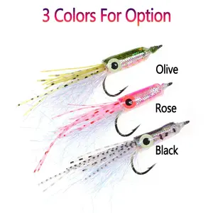 3D ojos luminosos pequeño calamar mosca patas de goma artificiales Flash oropel Streamer moscas trucha lubina agua salada Señuelos de Pesca cebos - Product Image 3