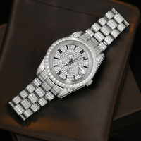 Blues OEM Japan-Uhrwerk Voll-Diamant-Uhr Mode Hochwertige Maßgefertigte Logo-Marke Luxus CZ Edelstahl Herren Quarzuhr