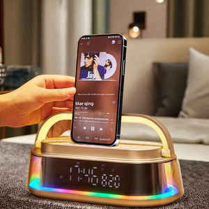 Tphone Sạc Với Ấm LED Đèn Mờ LED Tâm Trạng Loa Món Quà Sáng Tạo Đa Chức Năng Cảm Ứng Đồng Hồ Báo Thức Mờ Bảng Đèn - Product Image 1