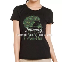 Mode féminine personnalisée Afro fille béni Diva Camouflage transfert de chaleur conception strass fer sur Appliques