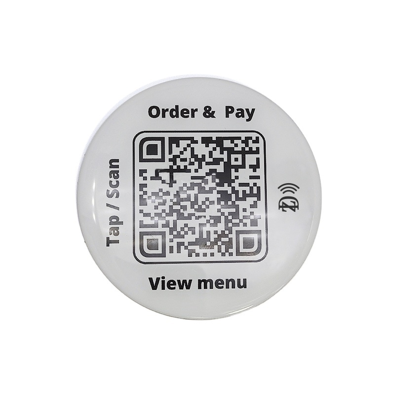 Restaurant Waterproof RFID Table Tag QR Code Epoxy / PVC / Arylic 13.56MHz RFID Menu Tag