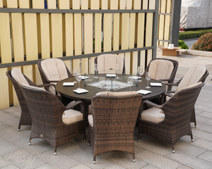 9PCS New Style Outdoor Rattan <b>Patio</b> and Garden <b>Round</b> Dining Gas Fire Pit <b>Table</b> and Chair Furniture Set PAG-1108 Luxury Rattan Wi - Product Image 5
