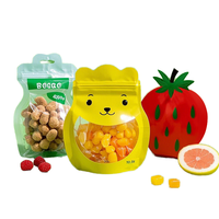 Sac à fermeture éclair en forme d'animal mignon, résistant à l'humidité, avec gaufrage |   Emballage en PE de qualité alimentaire pour les aliments pour bébés, les collations et les bonbons |   Personnalisable