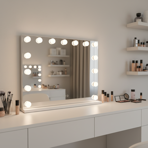 Espejo de Maquillaje Hollywood de 30 Pulgadas, Color Blanco, Espejo de Mesa <span class=keywords><strong>con</strong></span> 15 Bombillas LED Regulables, Venta al Por Mayor de Fábrica, Alta Calidad - Product Image 1