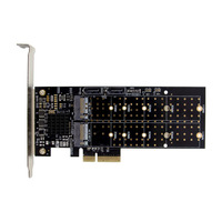 Kartu Adaptor Dual ke PCIe X4 2 Port Konverter Ekspansi SSD dengan Model Heatsink Aluminium untuk Peningkatan Penyimpanan PC Desktop