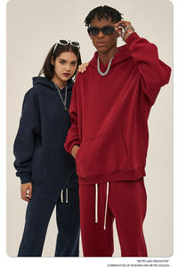 Prêt à expédier hiver coton lourd haute qualité sweats à capuche unisexe surdimensionné hommes coton polaire pull à capuche - Product Image 5