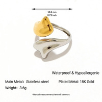 Glatt Polierter Zweifarbiger Überlappender Ring, Wasserdichter Hypoallergener 18K Vergoldeter Alltags-Mode-Ring aus Edelstahl