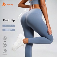 Ju Yi Tang Long Legging de sport pour femme, sans coutures, taille haute, effet galbant, super élastique, en polyester et élasthanne, pour le yoga, la course et le fitness