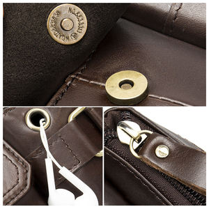 กระเป๋าคาดเอวหนังวินเทจสำหรับทุกเพศ, กระเป๋าหนังแท้ปรับเข็มขัดได้กระเป๋าคาดอกกระเป๋าคาดเอวมีซิปปิดรูปทรงกระบอก - Product Image 6