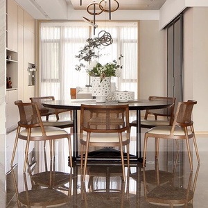 เก้าอี้รับประทานอาหารทำจากไม้เนื้อแข็งแบบนอร์ดิกสไตล์วินเทจเบาะนุ่มเก้าอี้หวายหวายสำหรับพักผ่อนสำหรับบ้านสำนักงานโรงแรมร้านอาหารห้องน้ำ - Product Image 3