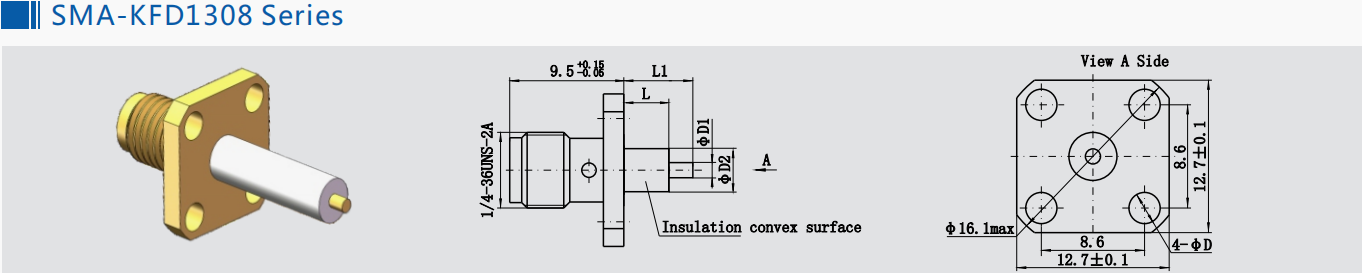 2-hole Manufacturers SMA Female 2-hole Flange RF Coaxial Connectors