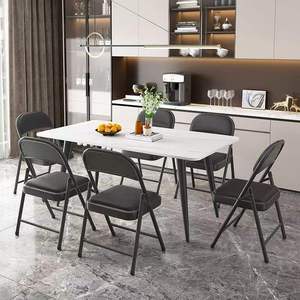 Cadeira dobrável preta boutique com moldura metálica para festas e restaurantes - Product Image 6