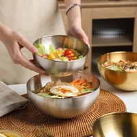 Grand bol bibimbap épais en acier inoxydable pour hôtel et restaurant pour nouilles froides coréennes et salade de fruits