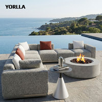 Ensemble de salon de jardin en forme de U haut de gamme Kaelo Collection, tissu résistant à l'eau, canapé modulaire pour villa