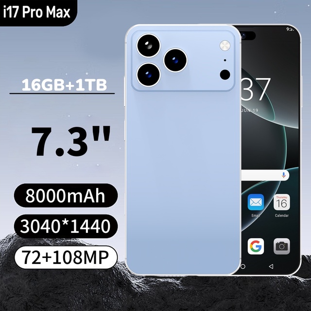 I17pro Max Octa Core 5G Mobile Phone with 108MP HD Rear Camera 7.3" OLED Display 6000mAh Battery Wireless Charge New LTE