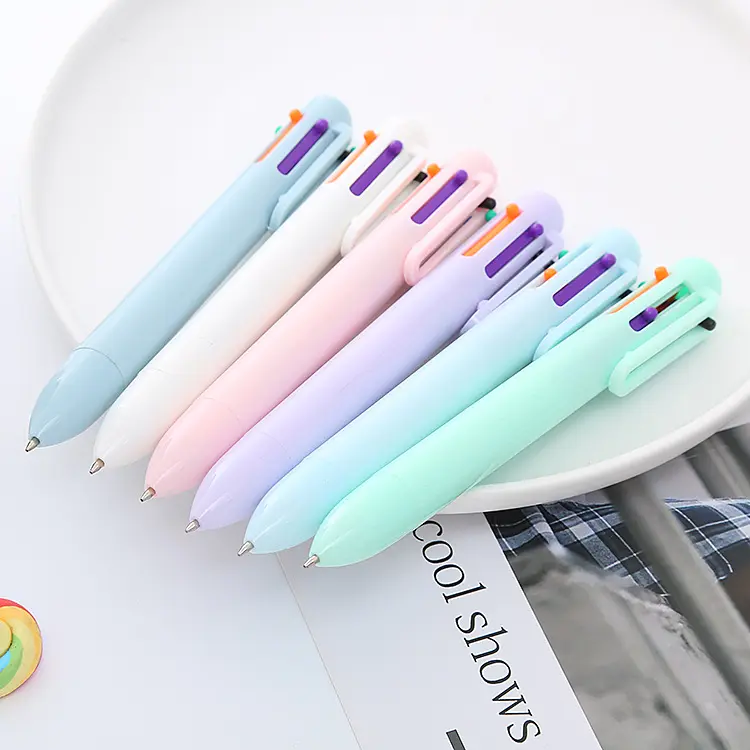 Penna a sfera creativa Macaron penna multifunzione a 6 colori cancelleria penna Kawaii