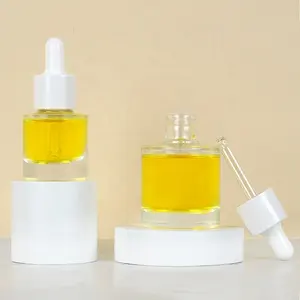 stock 30ml 15ml clear cosmetic glass bottle with dropper cap essencial oil lotion bottle packaging factory sale