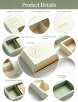 Boîte cadeau multi-compartiments à fermeture magnétique, écologique, réutilisable, biodégradable, rigide, imprimable, pour ensemble de savons faits main et produits de soin