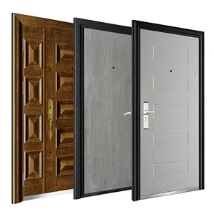 Offres Spéciales haute qualité 5cm/7cm/10cm portes simples en acier sécurité extérieur porte résidentiel verrouillage de sécurité porte d'entrée en acier