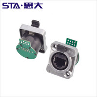 Conector RJ45 Hembra de Montaje en Panel Tipo D, Recto y en Ángulo Recto, Conector Industrial Ethercon RJ45 SE8FDNH-13 SE8FDNV