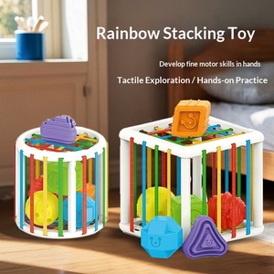 Juguete Educativo Montessori para Bebés, Bloques de Colores, <span class=keywords><strong>Juego</strong></span> de Clasificación de Formas, Cubo de Juguetes Geométricos, Juguete de Aprendizaje de Formas para Bebés - Product Image 2