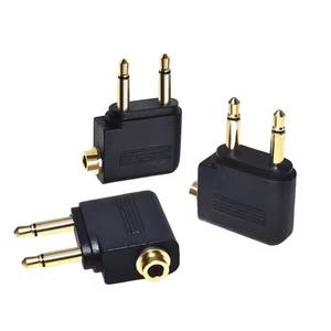 デュアル3.5mmプラグアダプタージャックオーディオヘッドフォンコンバーターアダプター航空飛行機旅行イヤホンコネクタ用 - Product Image 3