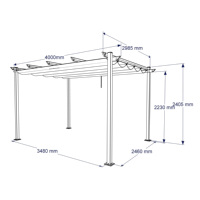 Pergola autoportante en aluminium pour extérieur avec auvent rétractable, gazebo imperméable à toit ondulé pour patio arrière-cour
