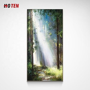 Peinture à l'huile sur toile de paysage moderne peinte à la main de taille personnalisée, soleil brillant dans <span class=keywords><strong>les</strong></span> bois, belle œuvre d'<span class=keywords><strong>art</strong></span> décorative - Product Image 1