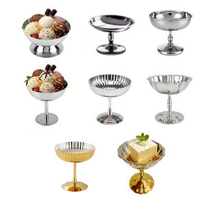 Bol à crème glacée en acier inoxydable Tasse à salade réutilisable Bol à dessert Tasse à pudding en métal Conteneur à bonbons aux fruits adapté au bricolage - Product Image 1