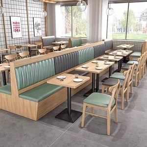 Conjunto de Asientos Modernos de Doble Cara para Restaurante, Mesa y Sillas de Comedor de Madera Estilo Nórdico para Cafetería y Cantina - Product Image 3