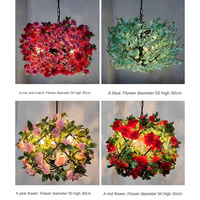 Décoration de mariage, lustre floral LED, fleurs de cerisier artificielles, luminaire suspendu, lampe de plafond romantique à fleurs rouges, salle de banquet