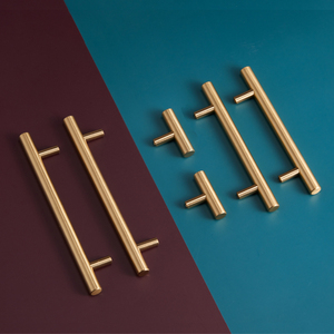 Moderno in ottone massiccio <span class=keywords><strong>oro</strong></span> lungo tirare le maniglie per cucina per mobili porte armadi armadi cassetti tira manopole Tbar maniglia - Product Image 3