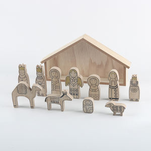 सबसे अच्छा क्रिसमस उपहार के लिए बच्चों के जन्म के लिए यीशु लकड़ी जन्म सेट खिलौना बच्चे शैक्षिक - Product Image 4