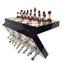 Nouvelle table d'échecs en bois de luxe faite à la main, ensemble de jeu magnétique en marbre pour enfants, jeu de société élégant pour l'intérieur
