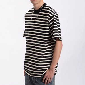 OEM Chất lượng cao của nam giới sọc quá khổ T-Shirts giản dị cổ thiết kế thoải mái lỏng phù hợp với trọng lượng nặng sọc t Áo sơ mi - Product Image 5