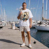 T-shirt Homme Noir Uni Épais 300 g/m² Haute Qualité Coupe Boxy Oversize avec Broderie Personnalisée