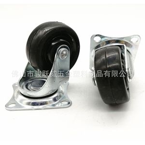 <b>Swivel</b> Rubber Caster 1.5 Inch Black Silent Furniture Wheel 40mm Diameter 52mm Height - Product Image 4