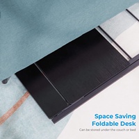 Bureau d'ordinateur pliable noir moderne simple à 2 niveaux de petite taille de 27 pouces avec étagère