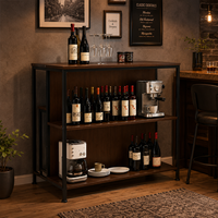 Ensemble de table de bar de cuisine avec étagères ouvertes pour le rangement du café, du vin et de la vaisselle