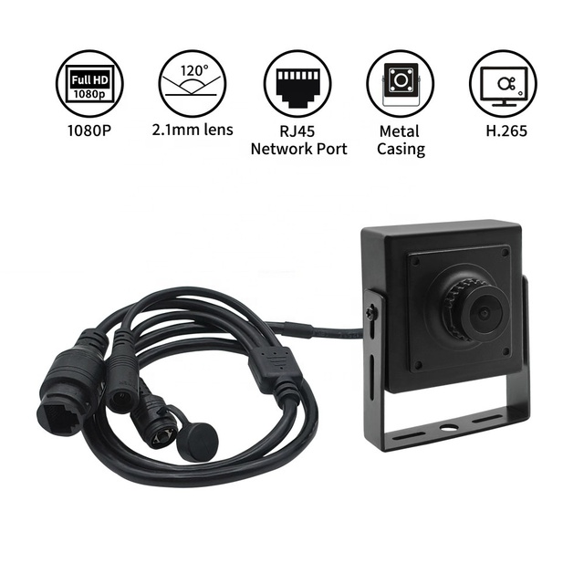 MINI Square 42*42mm 1080P Security Indoor Micro Ethernet Camera Security CCTV 2.1mm Wide Angle View H.265  Video Camera