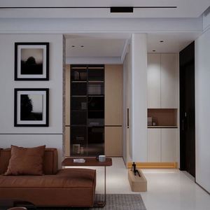 Ensemble de meubles en bois au design moderne personnalisé, comprenant une armoire et une bibliothèque, pour hôtel ou appartement - Product Image 4