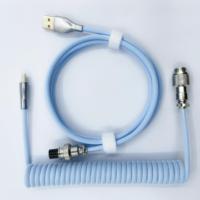 Connecteur d'aviateur coloré GX16 USB C vers un câble USB C câble enroulé pour clavier mécanique