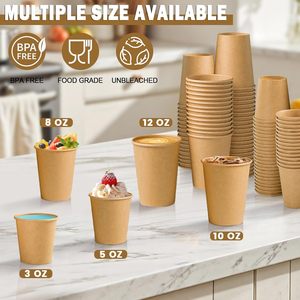 Double Wall Disposable Biodegradable Corrugated Ripple Paper <b>Cups</b> with Lids for Hot/<b>Cold</b> Drinks Coffee Craft Design Convenience - Product Image 4