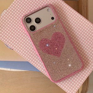 Étui de téléphone de luxe en TPU antichoc avec cœur en strass dégradé pour 17 Pro Max 16/15 Pro <span class=keywords><strong>14P</strong></span> - Product Image 4