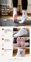 Chaussettes de yoga et de Pilates personnalisées en gros, antidérapantes, respirantes, avec impression personnalisée, pour studio de fitness et cours de yoga